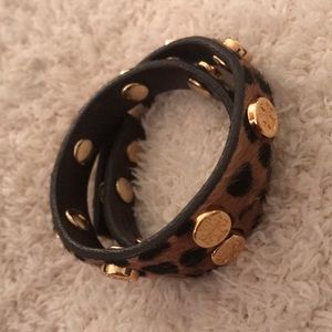 Tory Burch wrap leopard fur bracelet